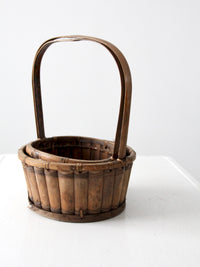 vintage bamboo handle baskets, set of 2