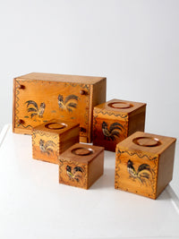 mid-century rooster kitchen storage set
