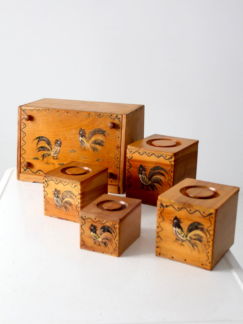 mid-century rooster kitchen storage set