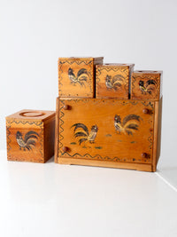 mid-century rooster kitchen storage set