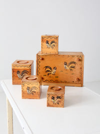 mid-century rooster kitchen storage set