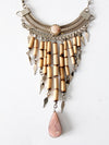 vintage hippie filigree fringe pendant drop necklace