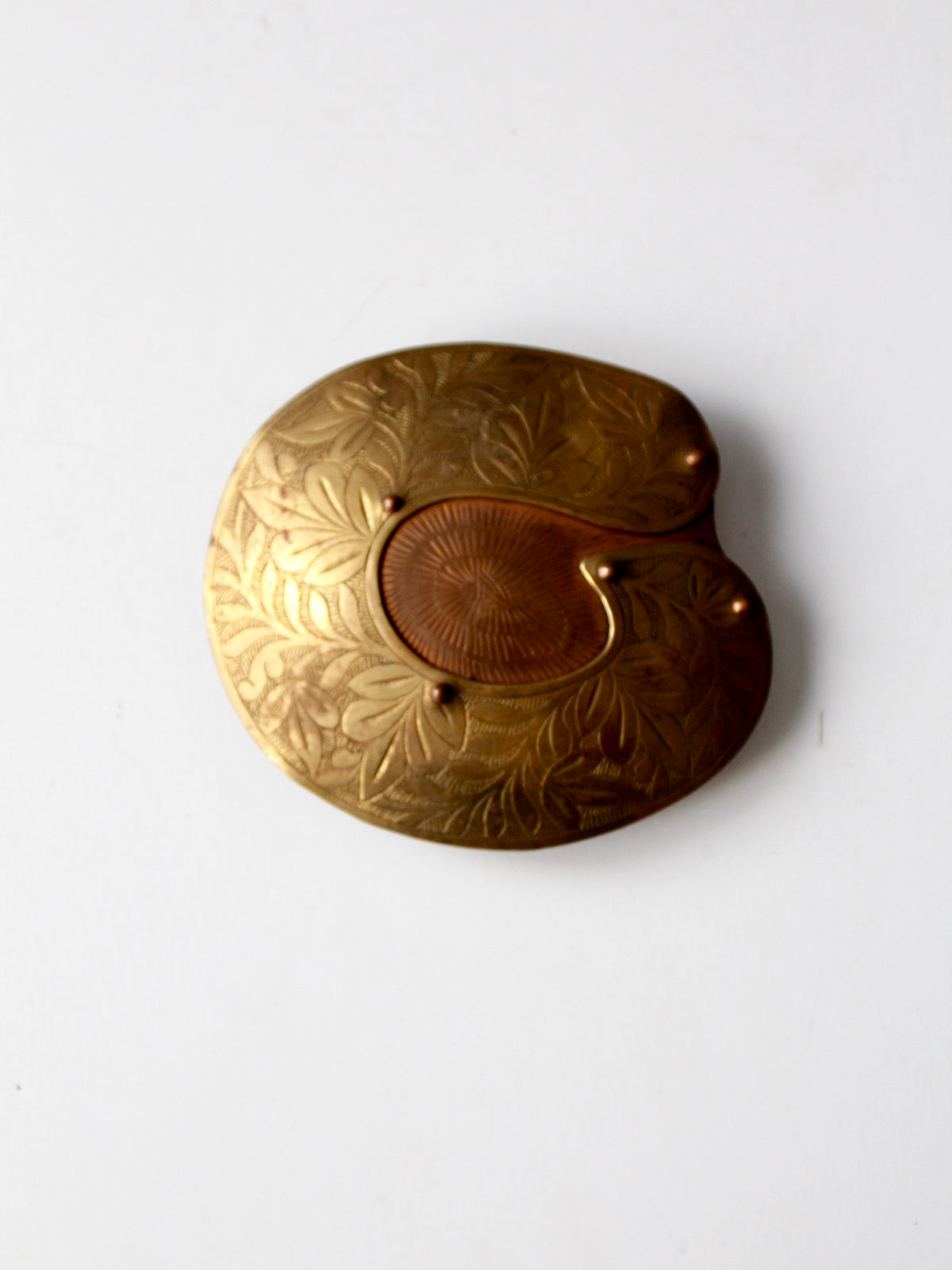vintage large brass and copper buckle 