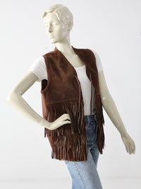 vintage fringe suede and knit vest