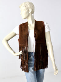 vintage fringe suede & knit vest