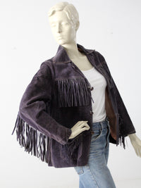 vintage 60s East West style suede fringe jacket