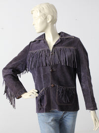vintage 60s East West style suede fringe jacket