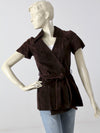 vintage 70s suede leather wrap shirt