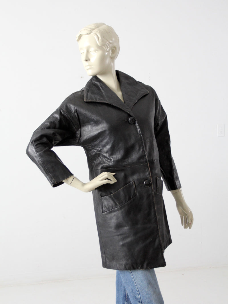 vintage 1970s Californian leather car coat