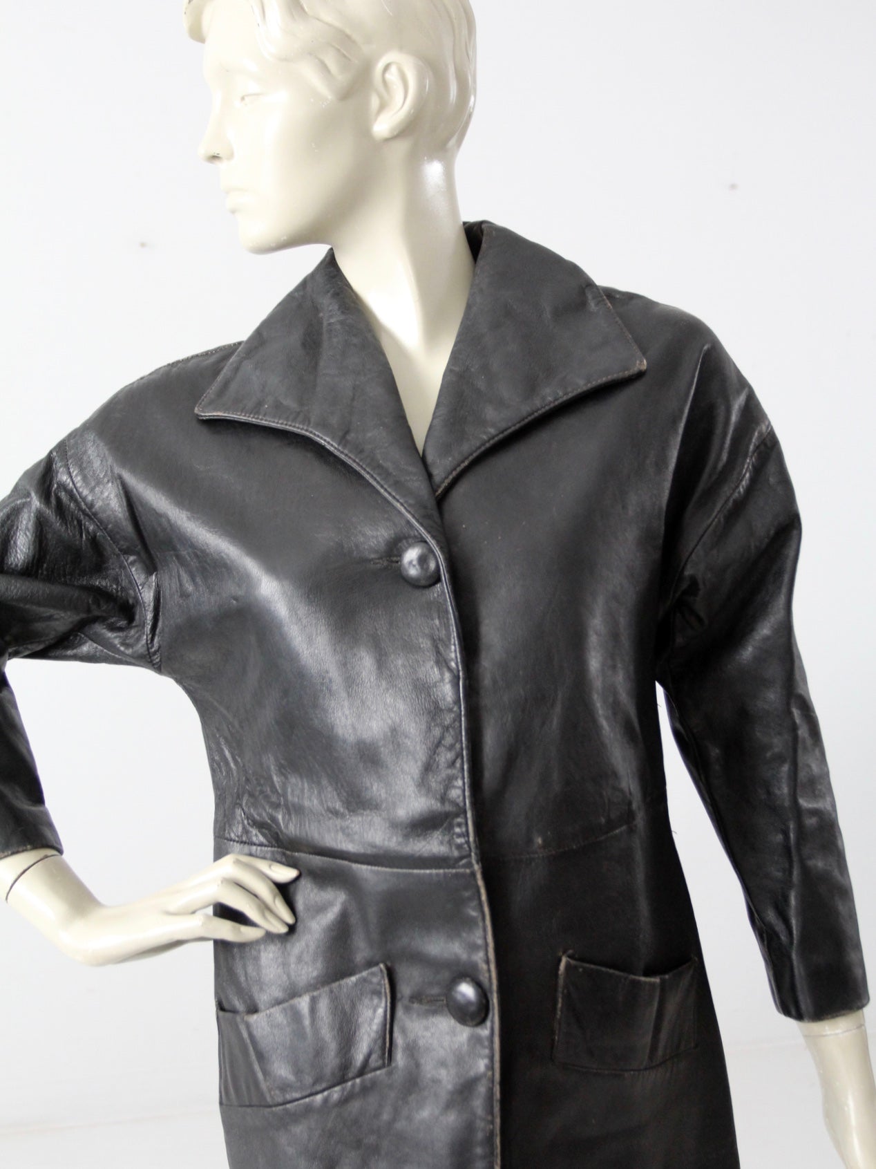 vintage 1970s Californian leather car coat