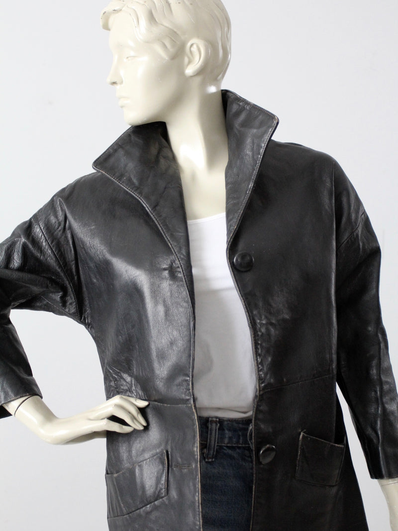 vintage 1970s Californian leather car coat