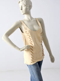 vintage boho suede tank top