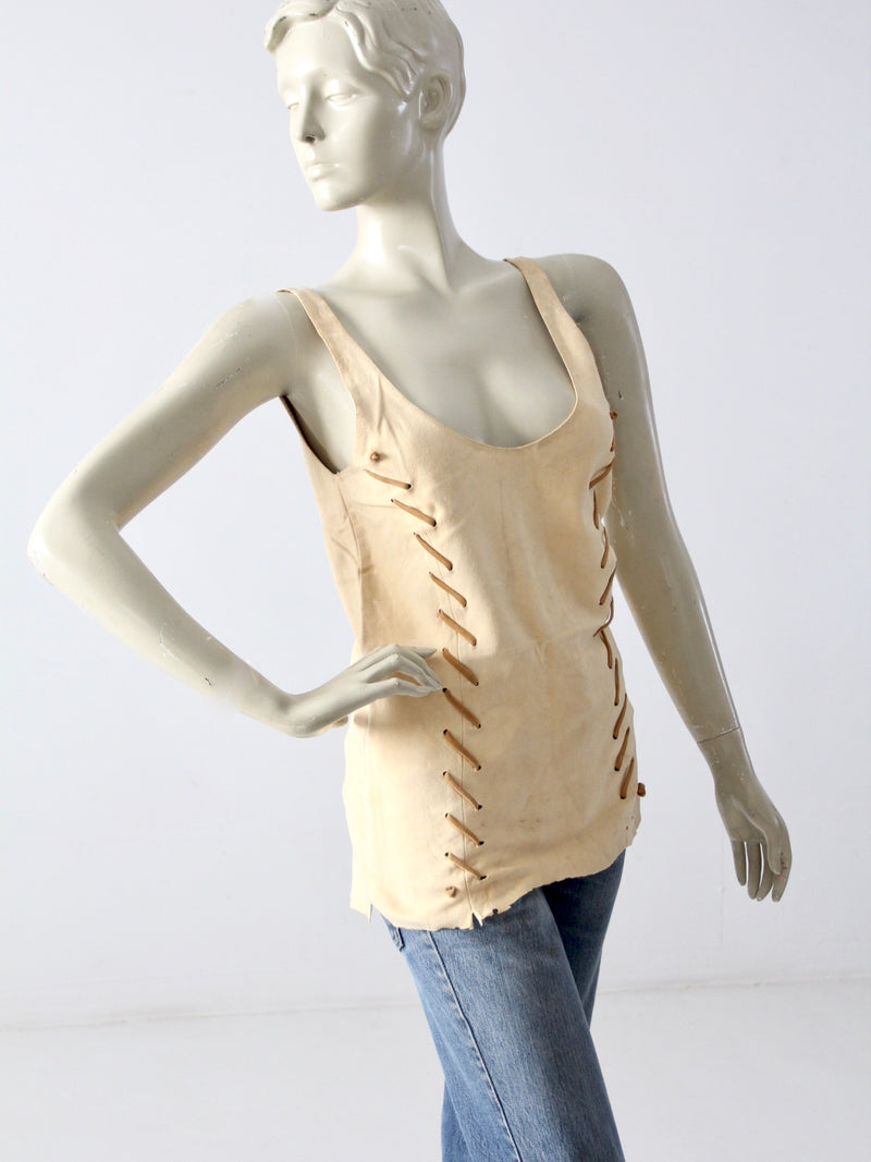 vintage boho suede tank top