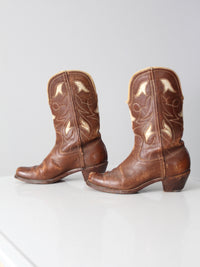 vintage inlay leather cowboy boots
