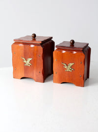 vintage wooden canisters, set of 4