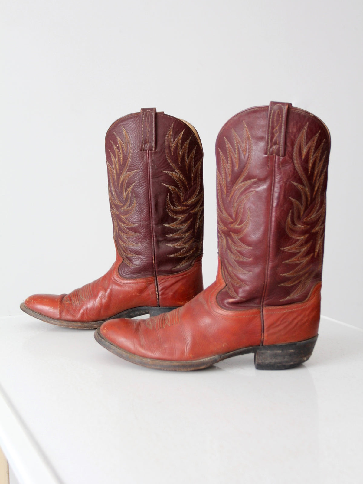 Vintage Dan Post cowboy western boots Dan Post Vintage Burgundy Leather Cowboy Western Boots Men main image 3