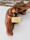 vintage brass and driftwood boat sculpture