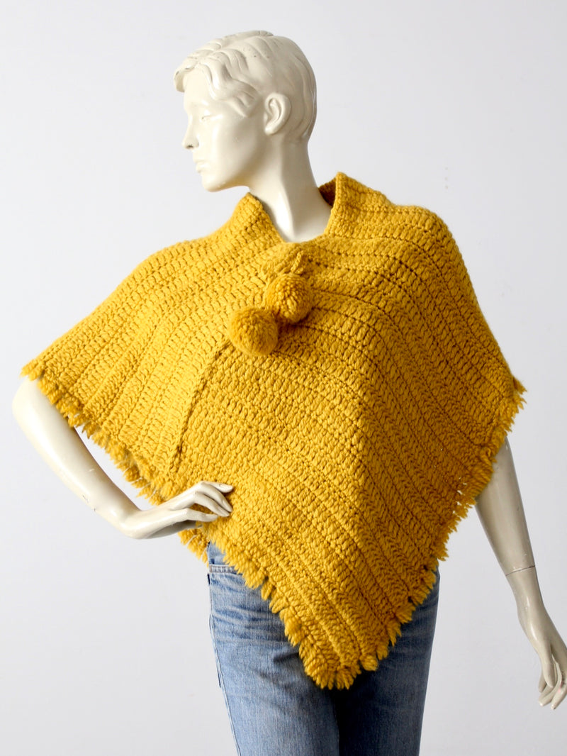 vintage 60s hand-knit poncho