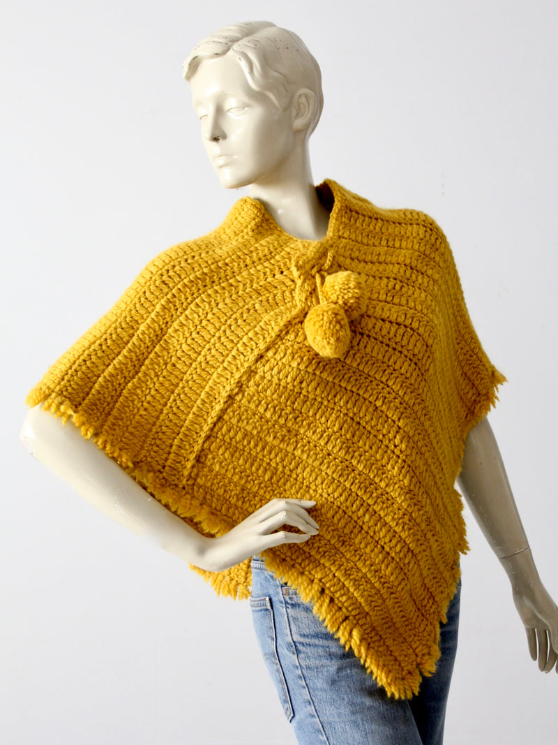 vintage 60s hand-knit poncho