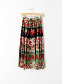 vintage 70s boho elephant print skirt