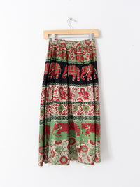 vintage 70s boho elephant print skirt