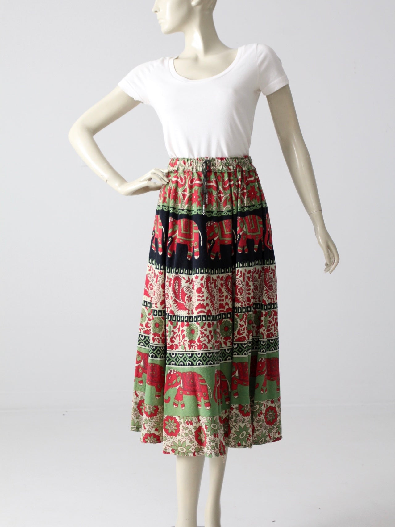 vintage 70s boho elephant print skirt