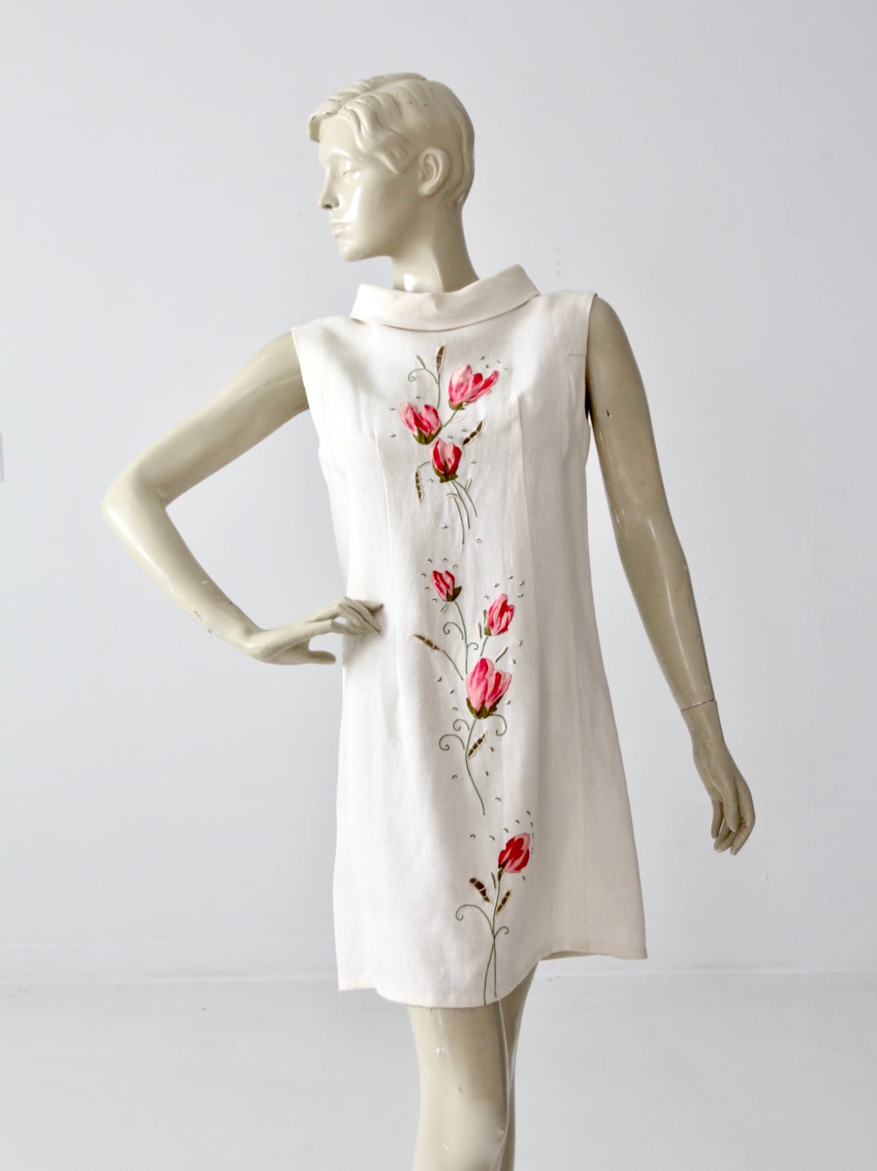 vintage linen shift dress  86 Vintage