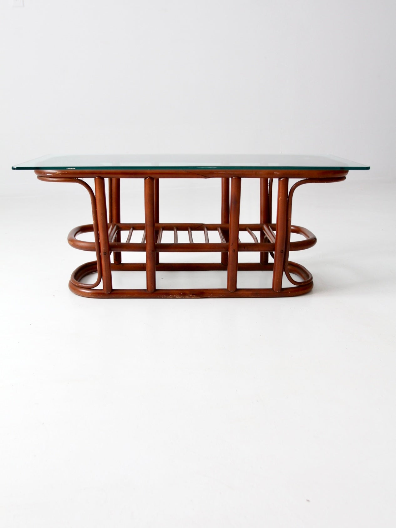 mid-century rattan coffee table