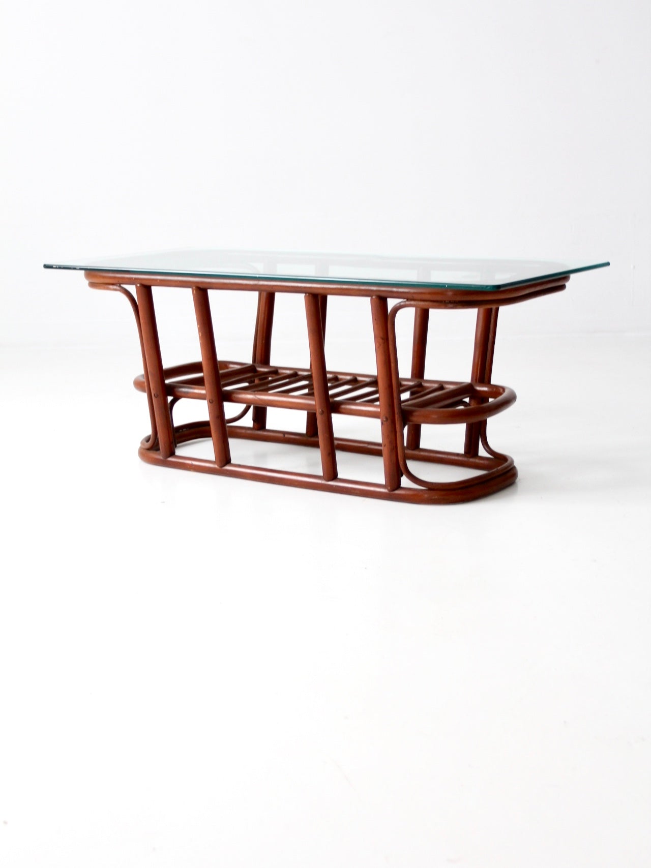 mid-century rattan coffee table