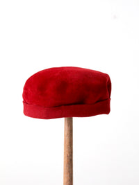 vintage 50s red velvet hat