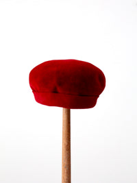 vintage 50s red velvet hat