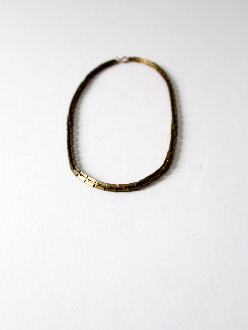 vintage brass chain link necklace