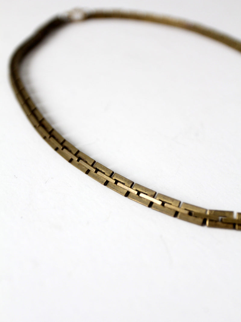 vintage brass chain link necklace