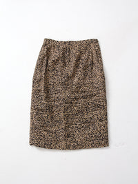 vintage 80s animal print silk skirt