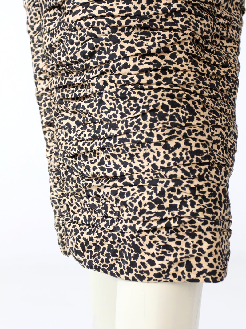 vintage 80s animal print silk skirt