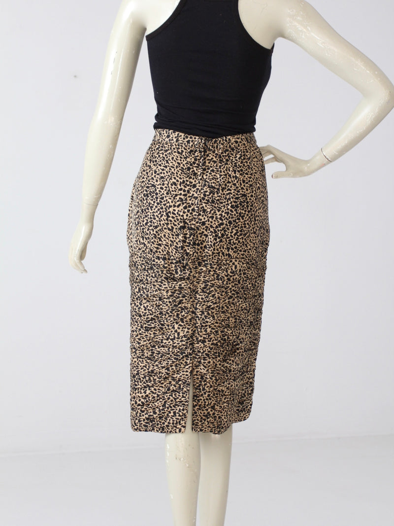 vintage 80s animal print silk skirt