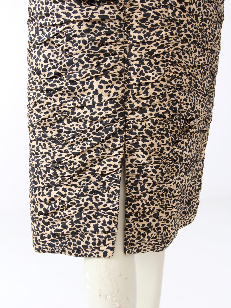 vintage 80s animal print silk skirt