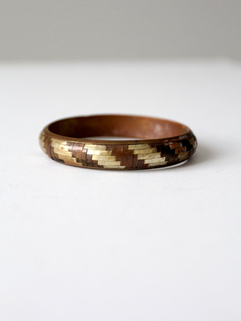 vintage mixed metal basket weave bangle