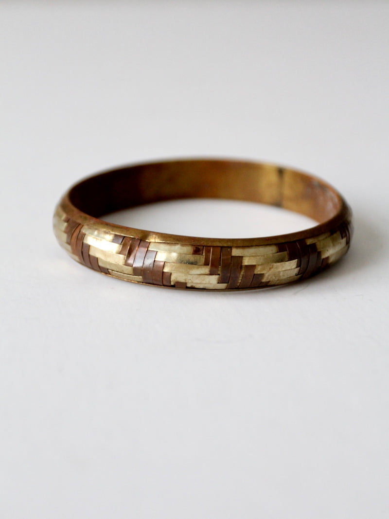 vintage mixed metal basket weave bangle