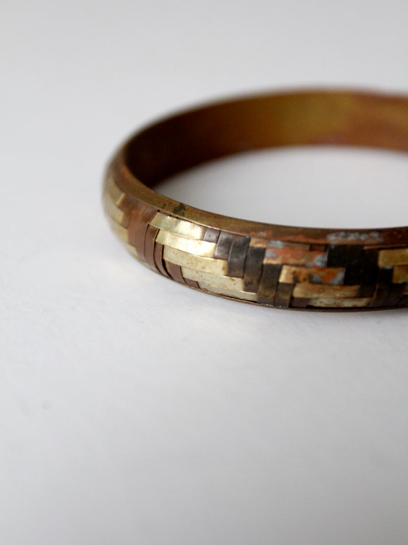 vintage mixed metal basket weave bangle