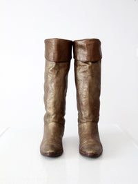 vintage gold leather pirate boots, size 7