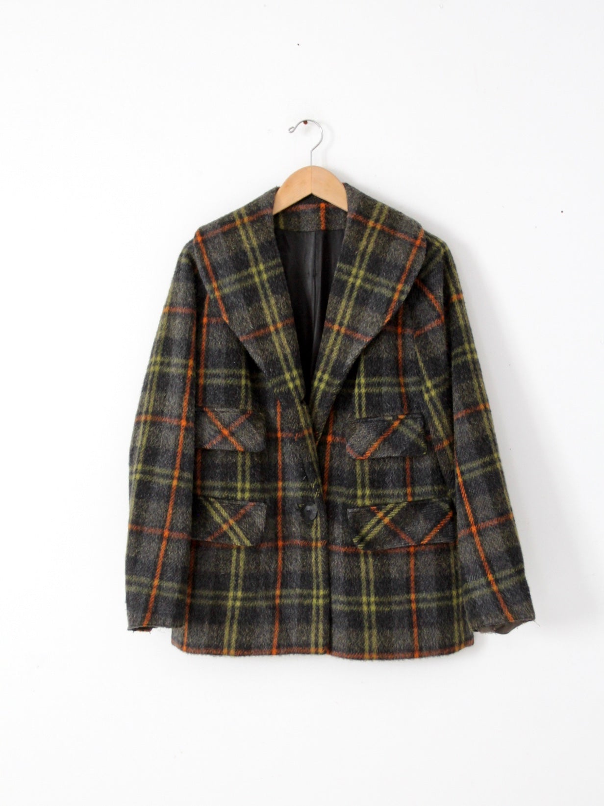 vintage 40s plaid wool coat
