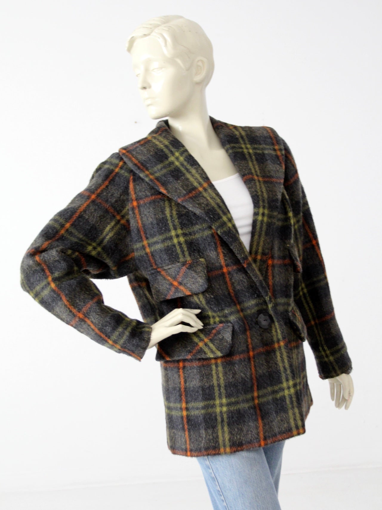 vintage 40s plaid wool coat