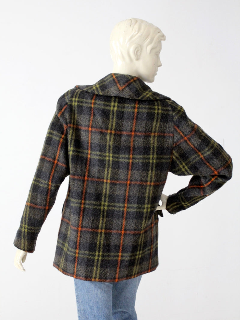 vintage 40s plaid wool coat