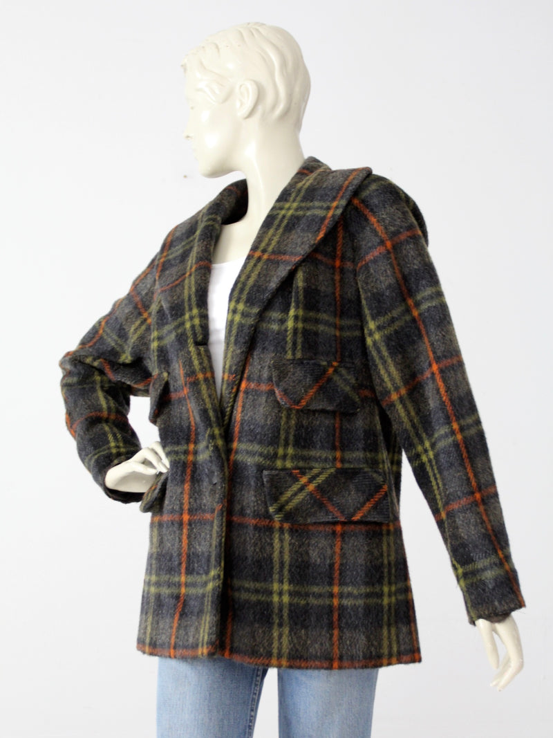 vintage 40s plaid wool coat