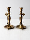antique brass chambersticks pair