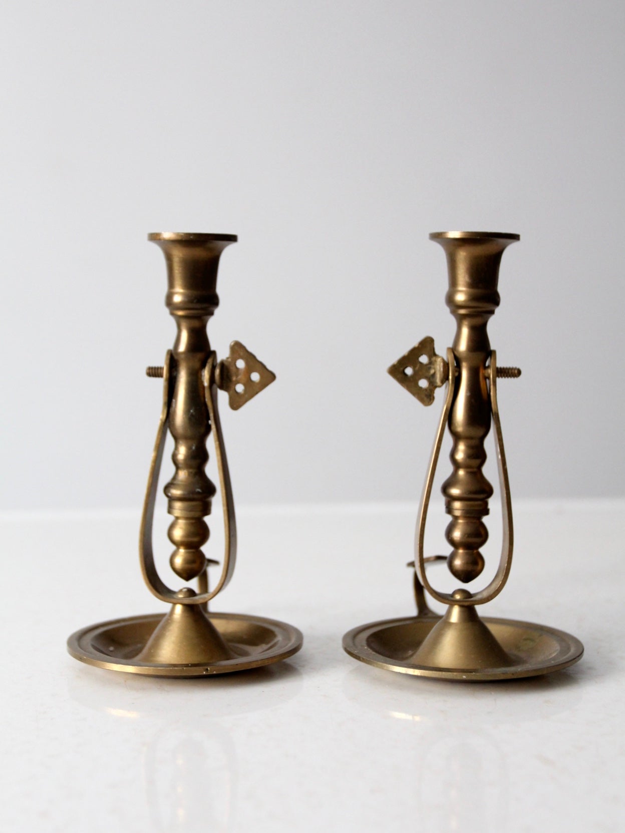 antique brass chambersticks pair