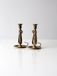 antique brass chambersticks pair