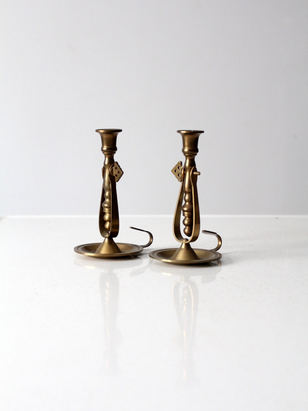 antique brass chambersticks pair