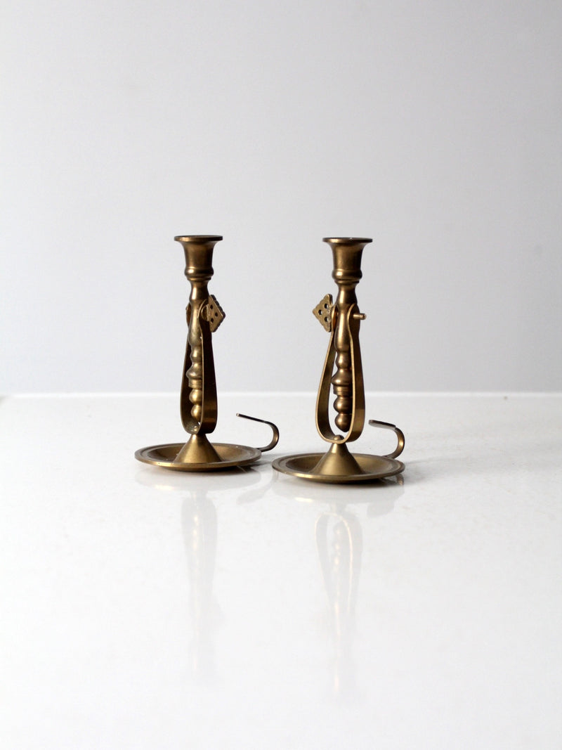 antique brass chambersticks pair